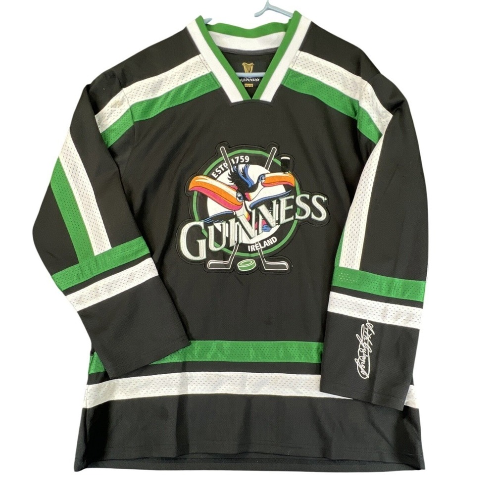 Guinness Hockey Jersey Black Green Mens Large‎ Toucan Ireland 59 Beer Stout Pub